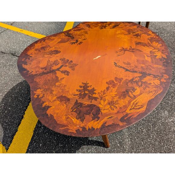 Buchschmid & Gretaux Inlay Inlaid Marquetry 3 pc. Coffee table and 2 End Tables - Picture 13 of 16